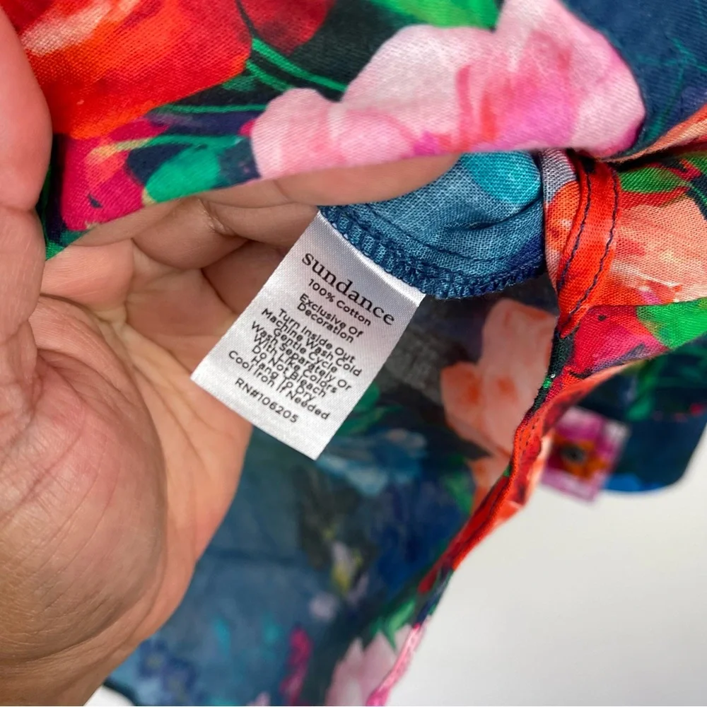 NEW Sundance Floral Joy Top Long Sleeve Button Front Women's Size Large - Picture 7 of 7